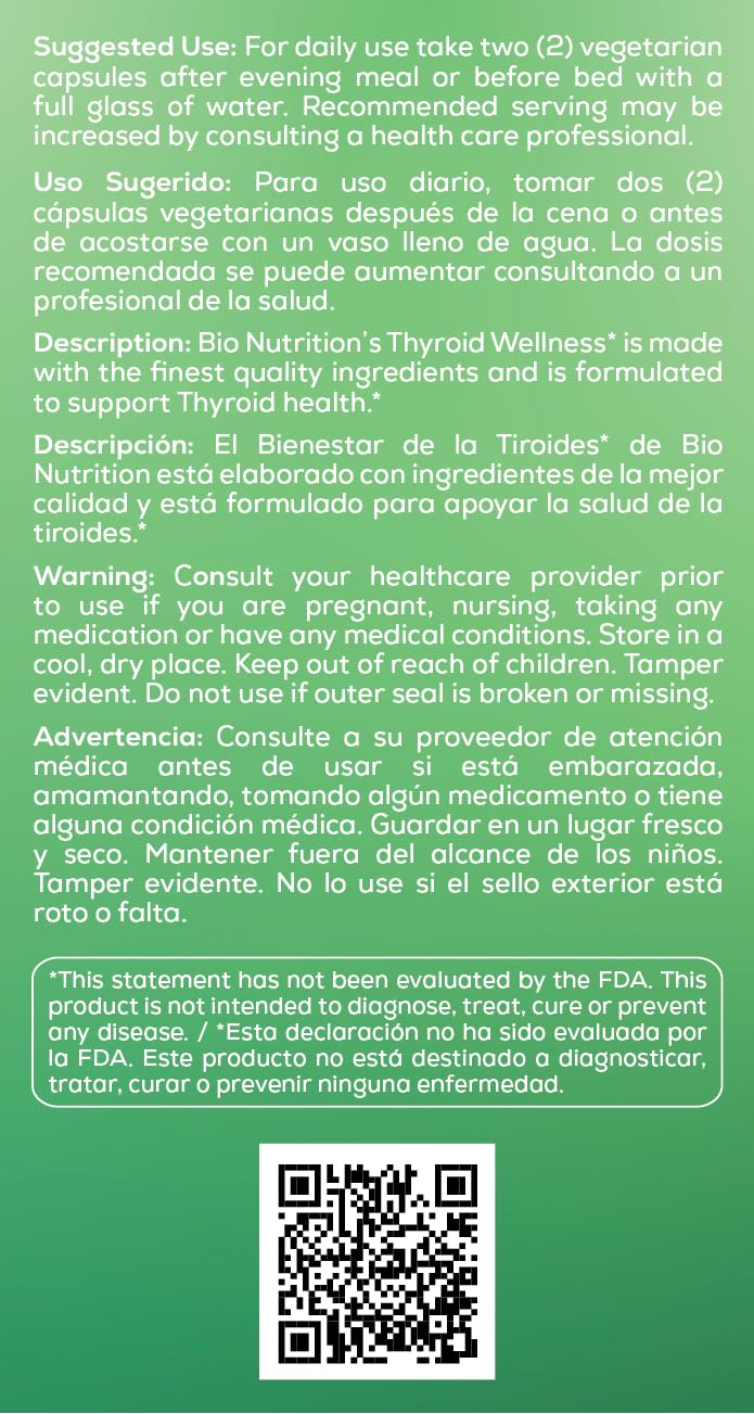 Bio Nutrition Thyroid Wellness - 60 Vegetarian Capsules - image 4