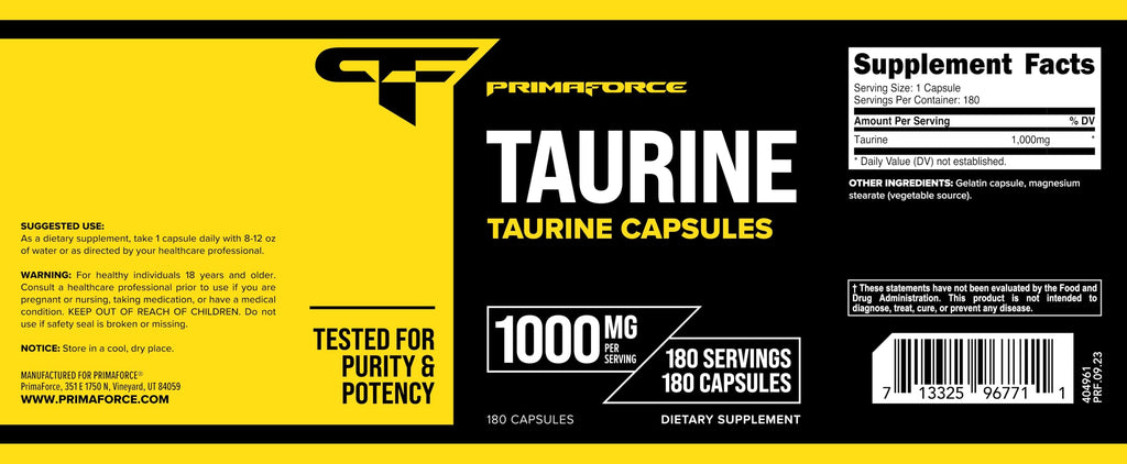Primaforce Taurine 1000mg - 180 Capsules - image 5