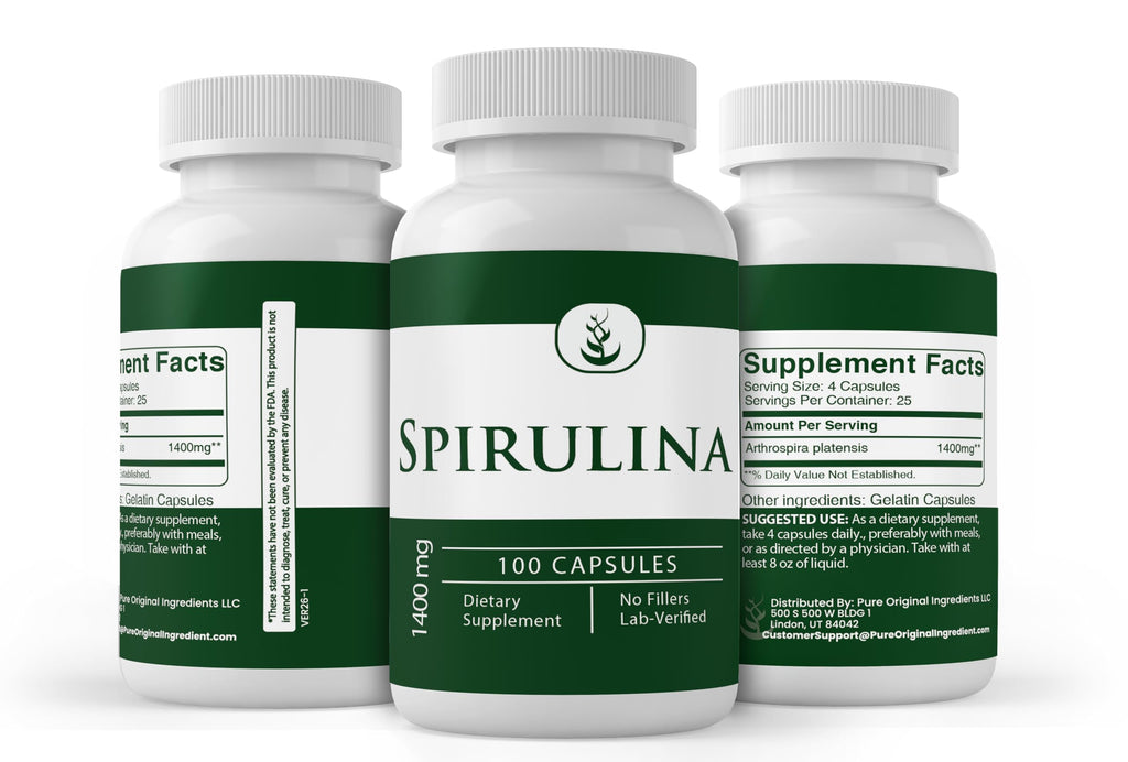 PURE ORIGINAL INGREDIENTS Spirulina - 100 Capsules - image 4