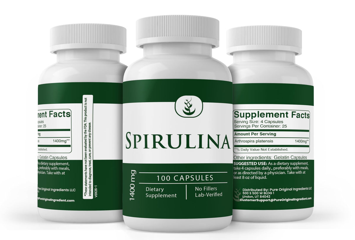 PURE ORIGINAL INGREDIENTS Spirulina - 100 Capsules - image 4