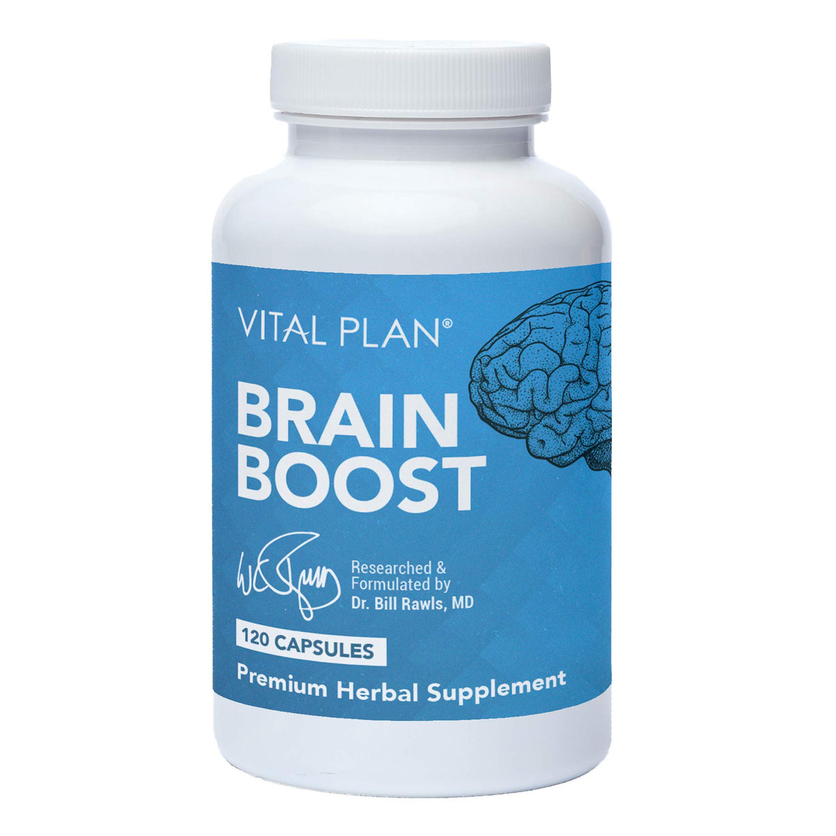 Vital Plan Brain Boost Supplement with Lion's Mane & Ashwagandha - 120 Capsules