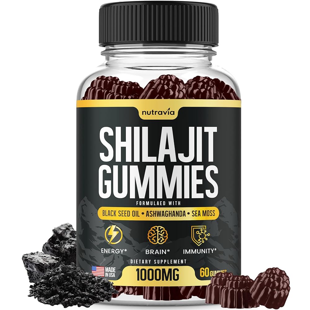 Nutravia Shilajit Gummies with Sea Moss & Ashwagandha - 60 Gummies