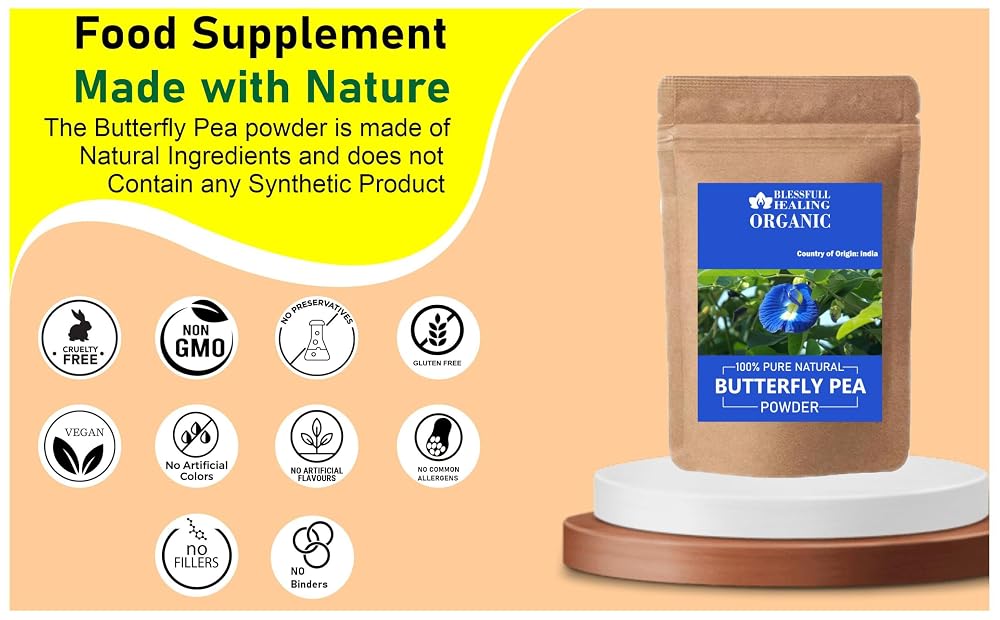 Blessfull Healing Organic Butterfly Pea Powder 100% Pure Natural 200