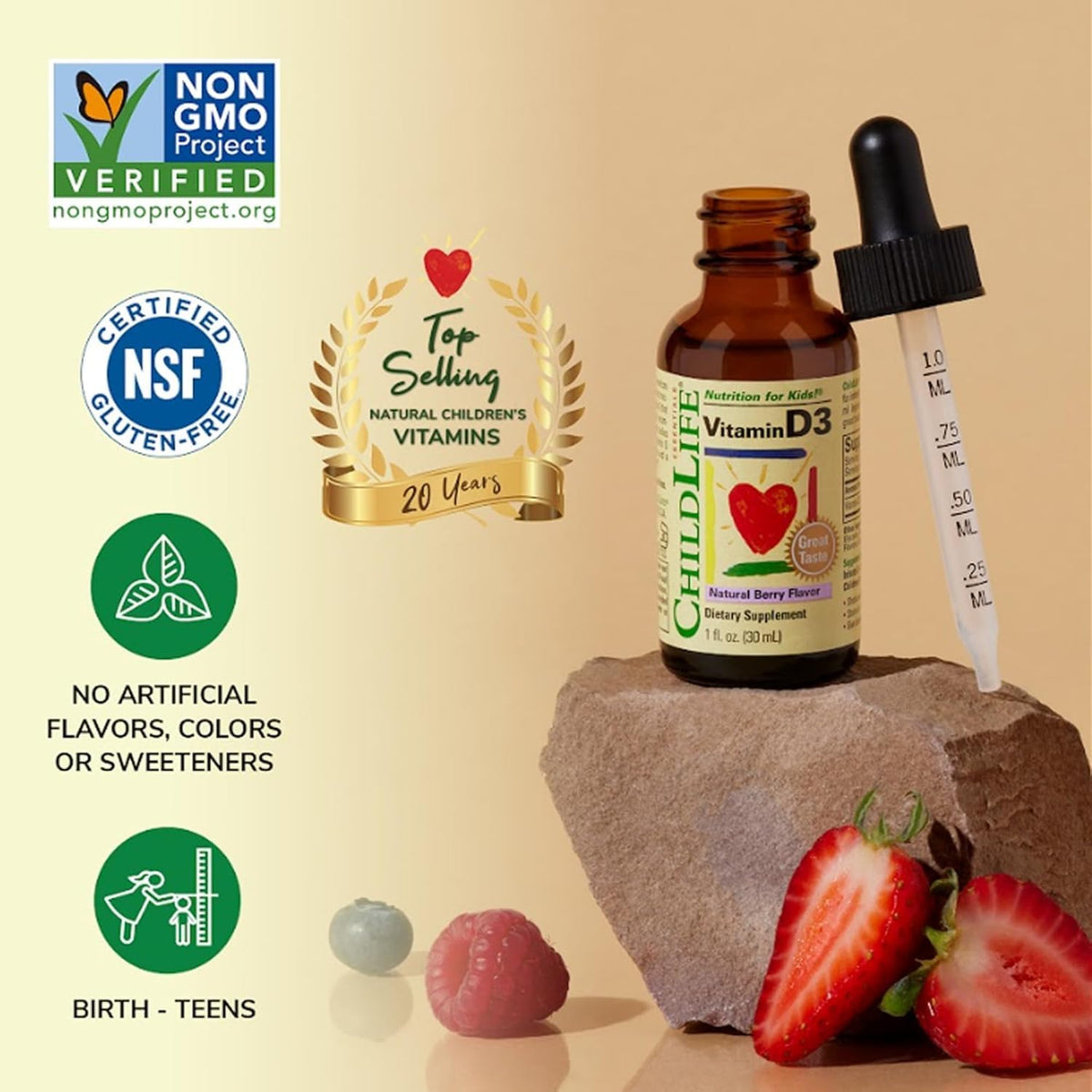 ChildLife Essentials Vitamin D3 Mixed Berry Liquid Drops - 1 Fl Oz - image 4