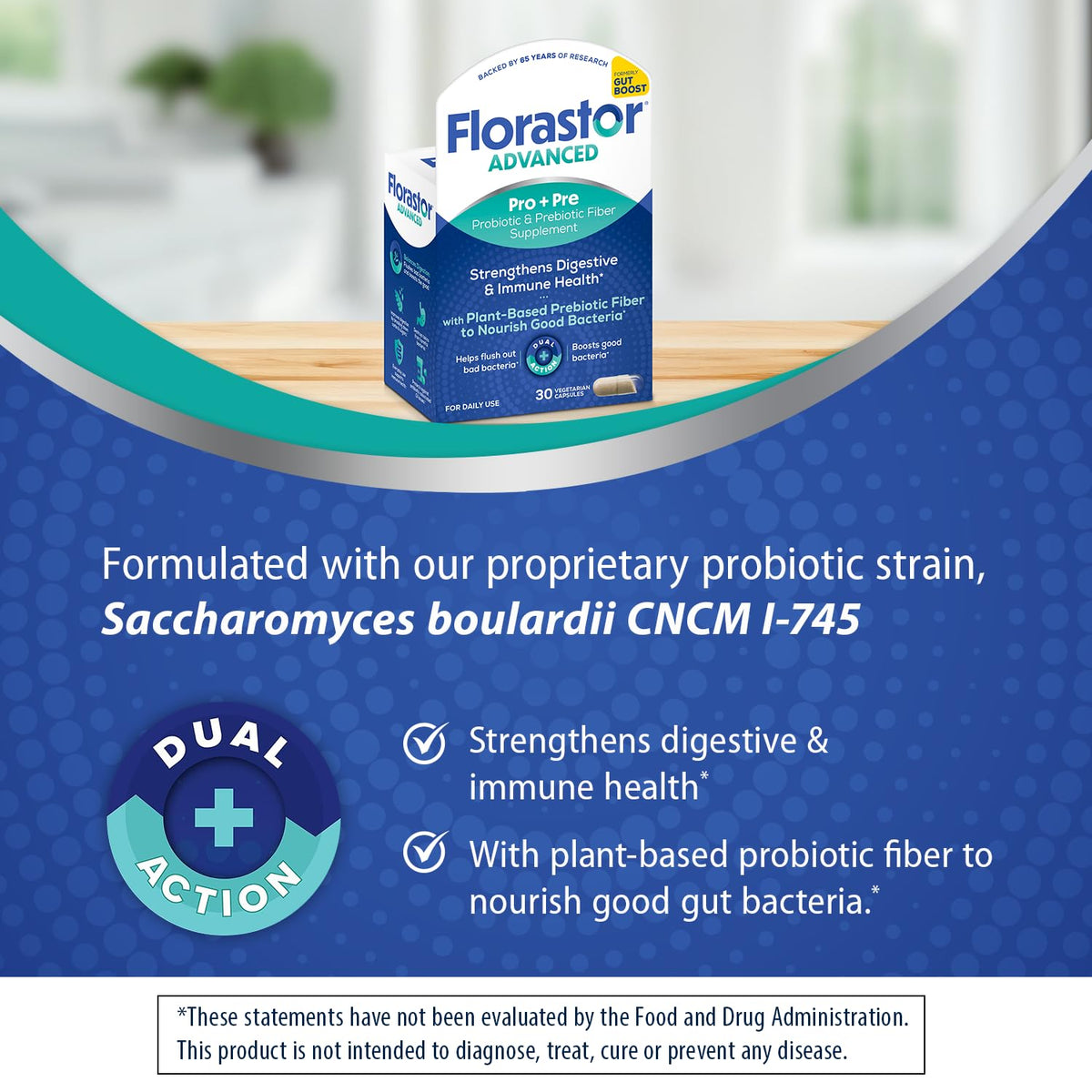 Florastor Advanced Pro+Pre Daily Probiotic and Prebiotic - 30 Capsules - image 4