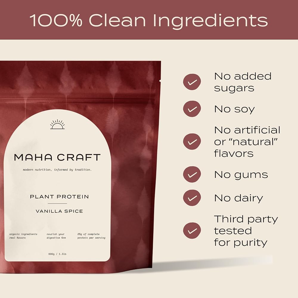 Maha Craft Plant-Based Protein Powder Vanilla Spice - 15 Servings - image 7