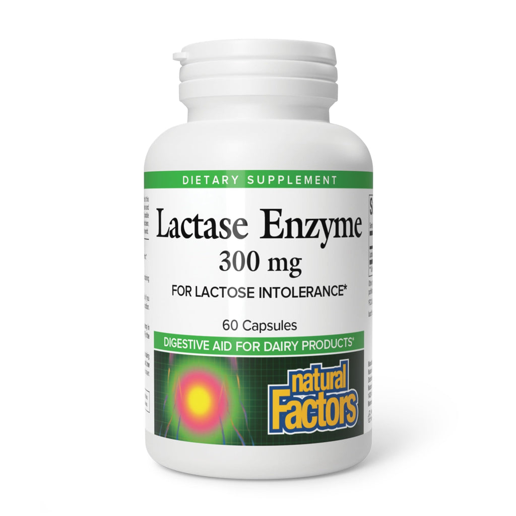 Natural Factors Lactase Enzyme 300 mg Dairy Digestion Support - 60 Capsules