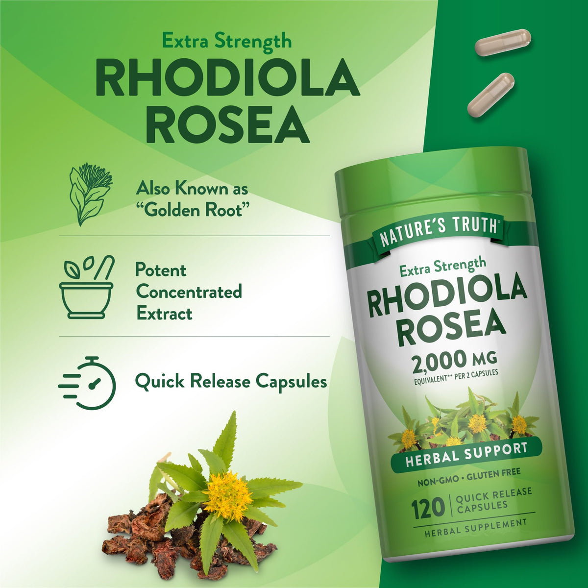 Nature's Truth Rhodiola Rosea Herbal Support - 120 Capsules - image 5