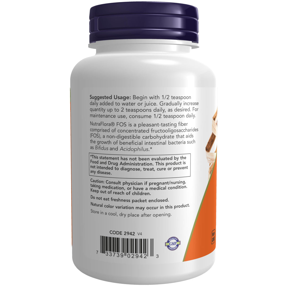 NOW NutraFlora FOS Pure Prebiotic Fiber Powder - 4 oz - image 3