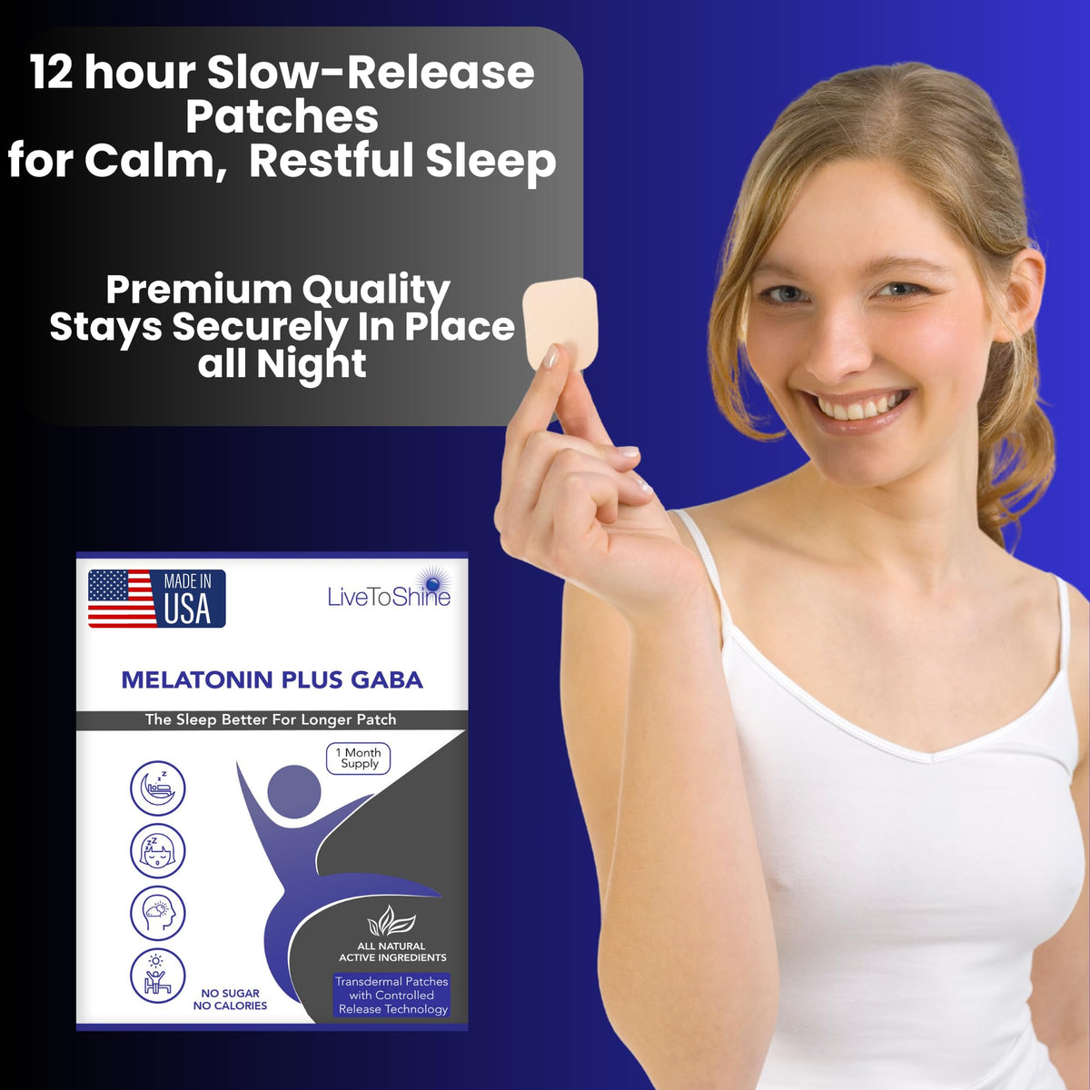 Live To Shine Melatonin Sleep Patches with GABA - 30 Patches - image 5