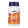 NOW Mega D-3 & MK-7 Vitamin D3 & K2 Bone Support - 60 Vegetarian Capsules
