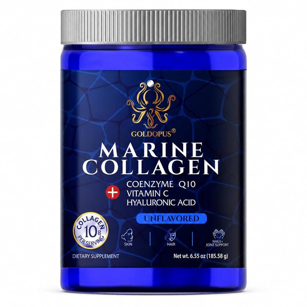 GOLDOPUS Marine Collagen Peptides Powder with Hyaluronic Acid - 9.05 oz