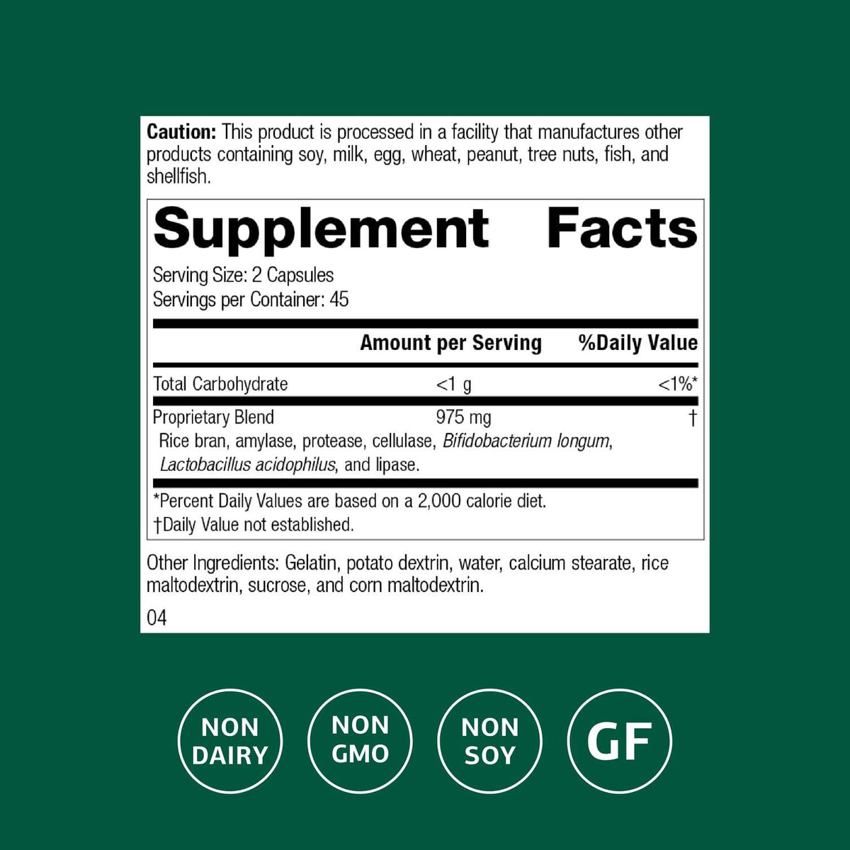 Standard Process Lact-ENZ Digestive Enzyme & Probiotic - 90 Capsules - image 2