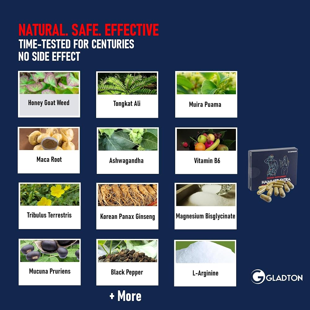 GLADTON Hammer Extra Male Performance Supplement - 10 Capsules - image 5