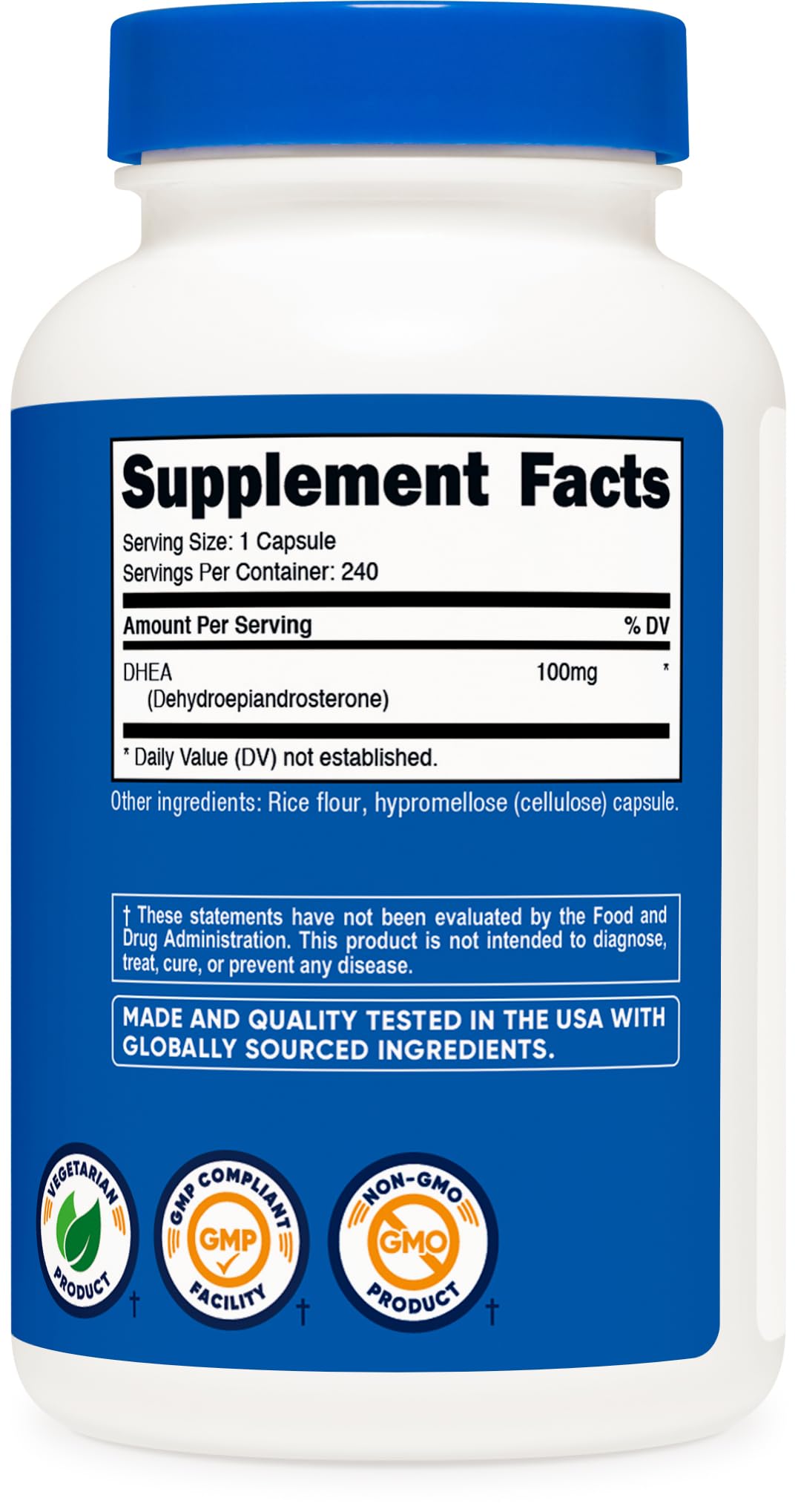 Nutricost DHEA 100mg Capsules - Gluten Free