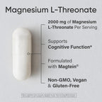 Sports Research Magnesium L-Threonate 2000mg with Magtein - 180 Capsules - image 2
