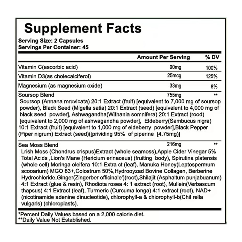 Nukupuns Soursop Graviola Capsules 24-in-1 Blend - 90 Capsules - image 2