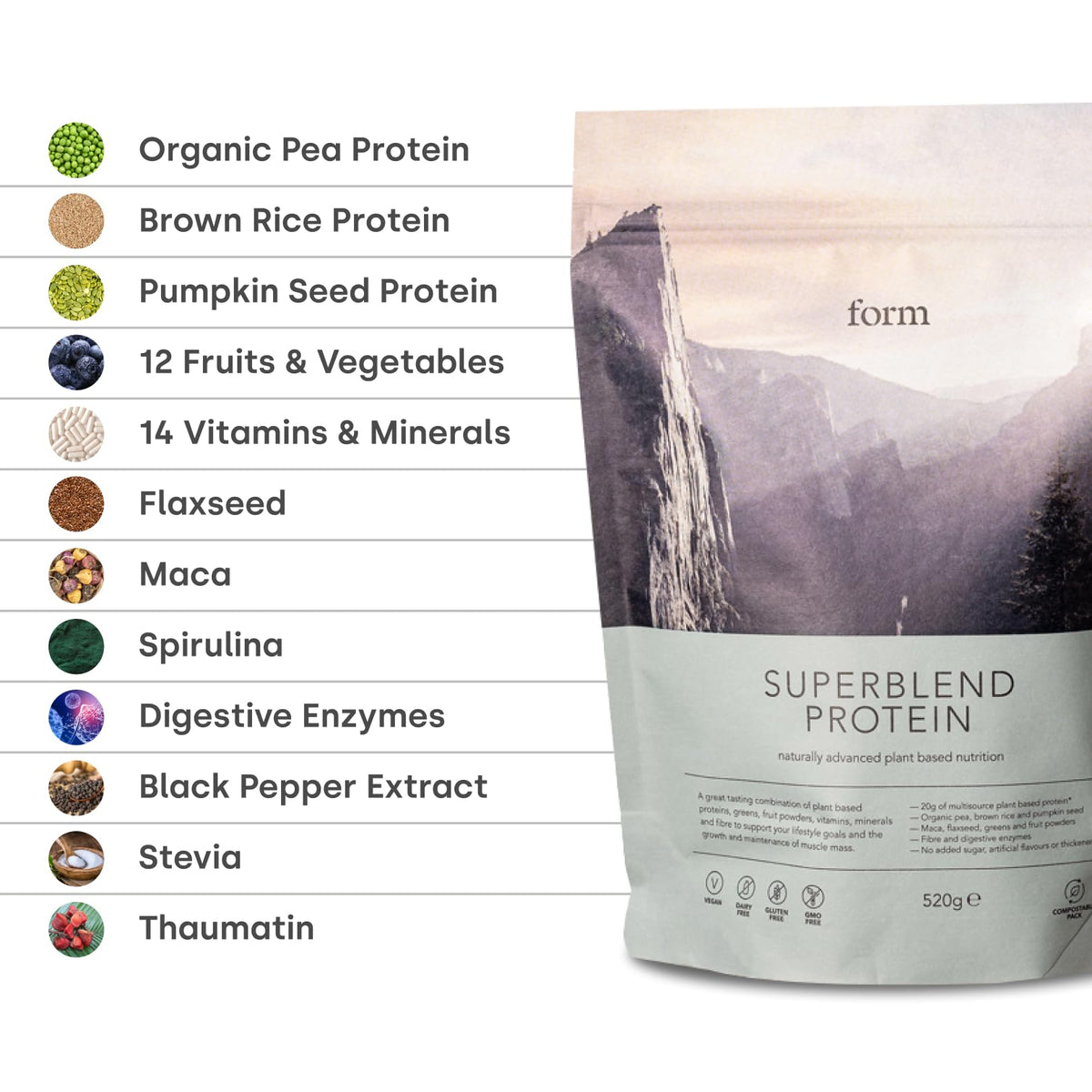 Form Superblend Protein Vegan Powder Chocolate Salted Caramel - 1.15 lb - image 5