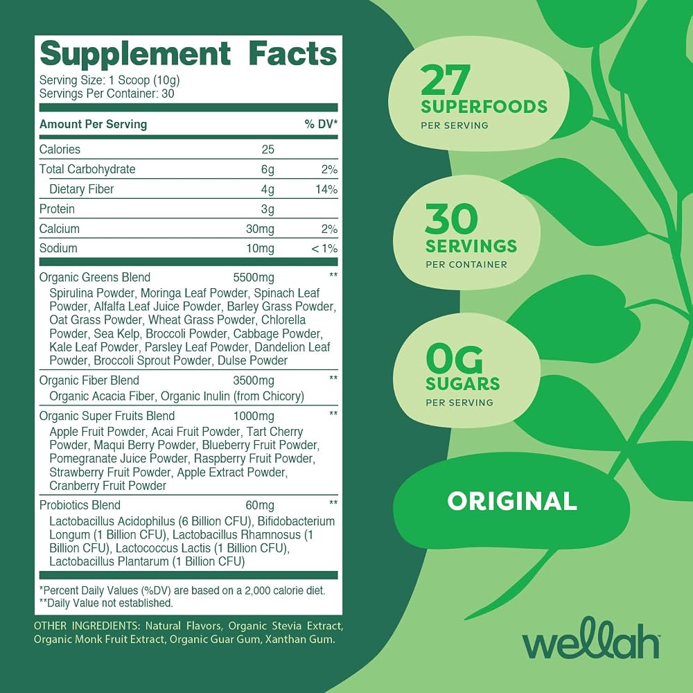 Wellah Leaf Laugh Love Super Greens Powder - 30 Servings - image 2