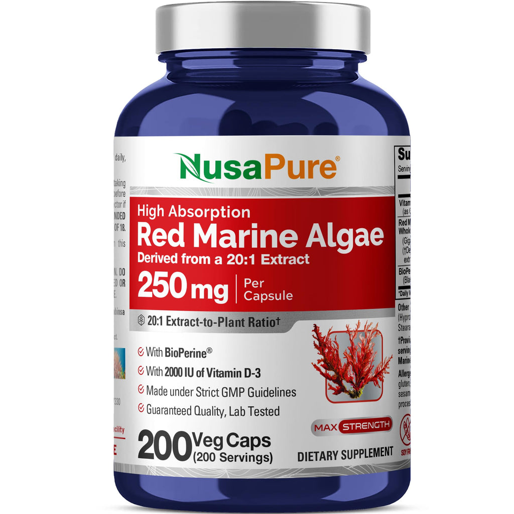 NusaPure Red Marine Algae 250 mg - 200 Vegetarian Capsules