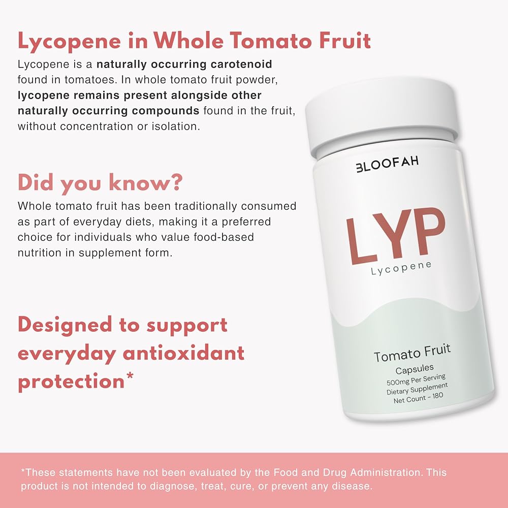 Bloofah Lycopene Supplement 500mg Tomato Powder - 180 Capsules - image 4