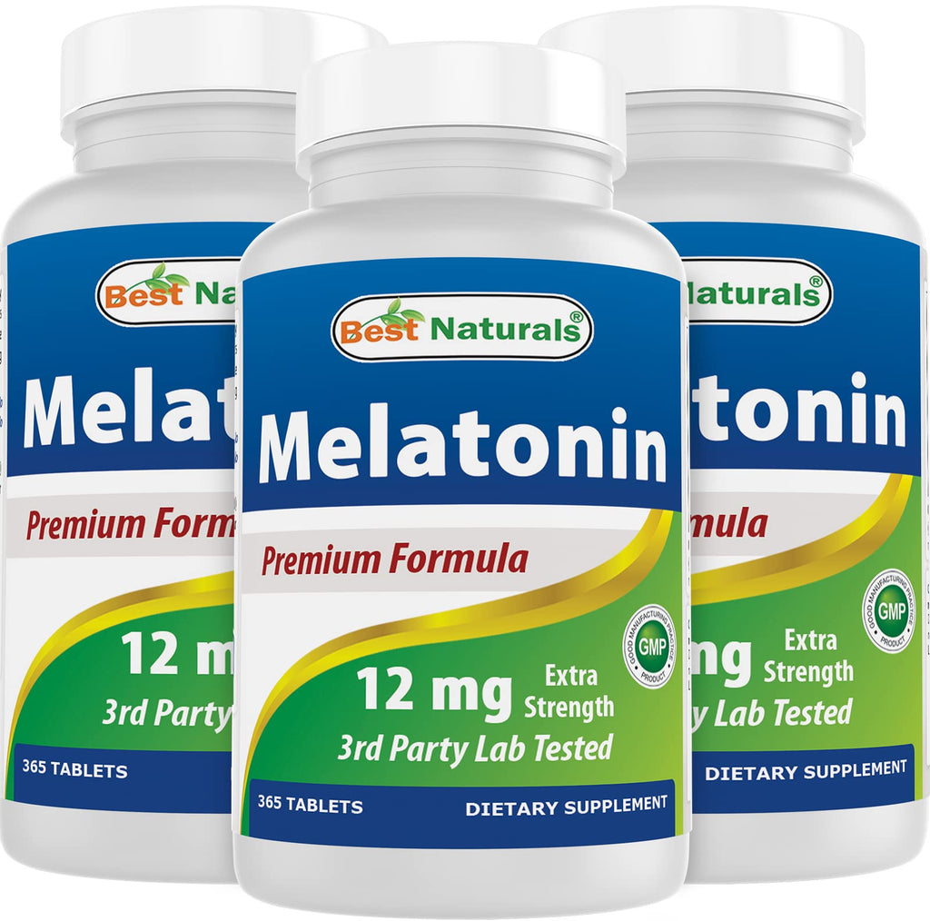 Best Naturals Melatonin 12 mg Sleep Aid - 365 Tablets