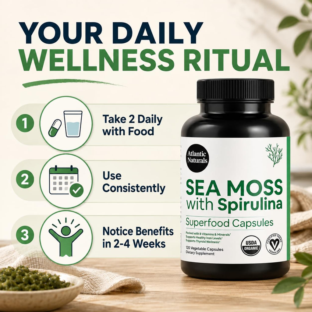 Atlantic Naturals Sea Moss Dietary Supplement - 120 Count Vegetable