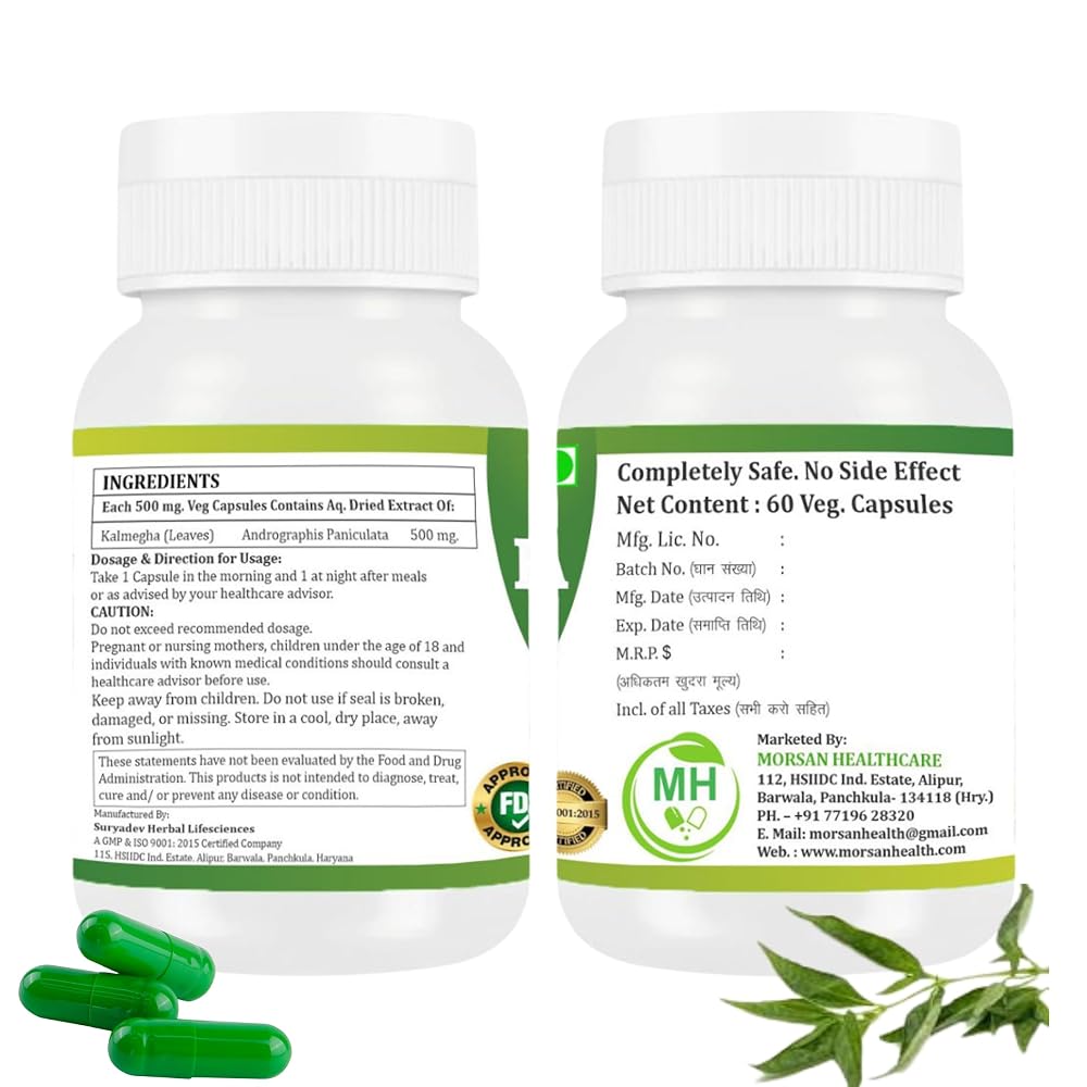 Morsan Healthcare Kalmegha Andrographis Paniculata - 120 Capsules - image 2