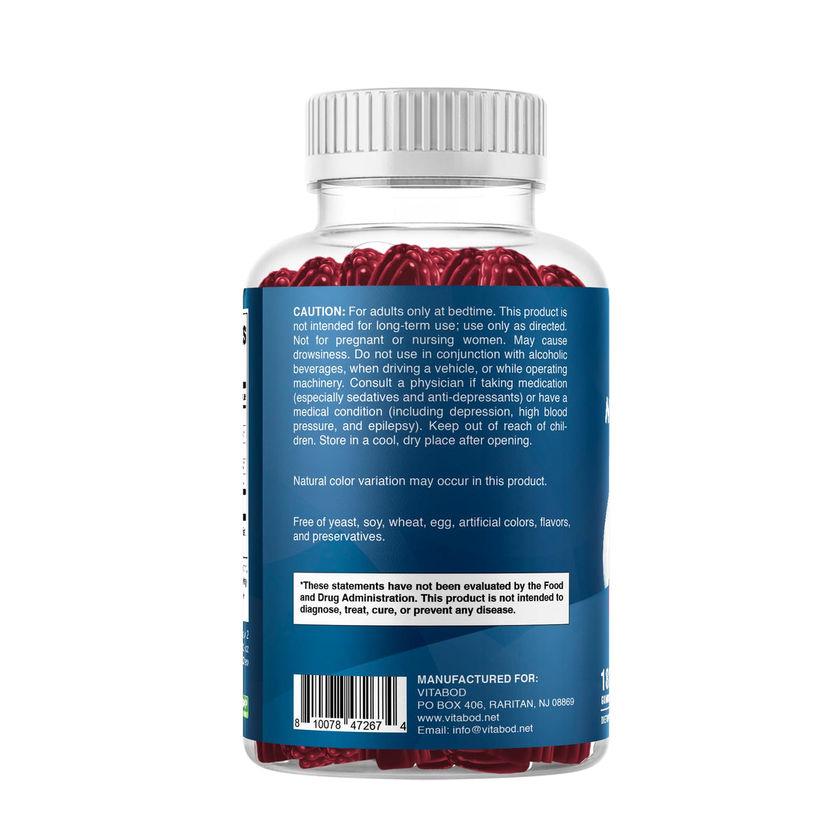 Vitabod Melatonin 20mg Gummies - 180 Count - Drug Free - Natural