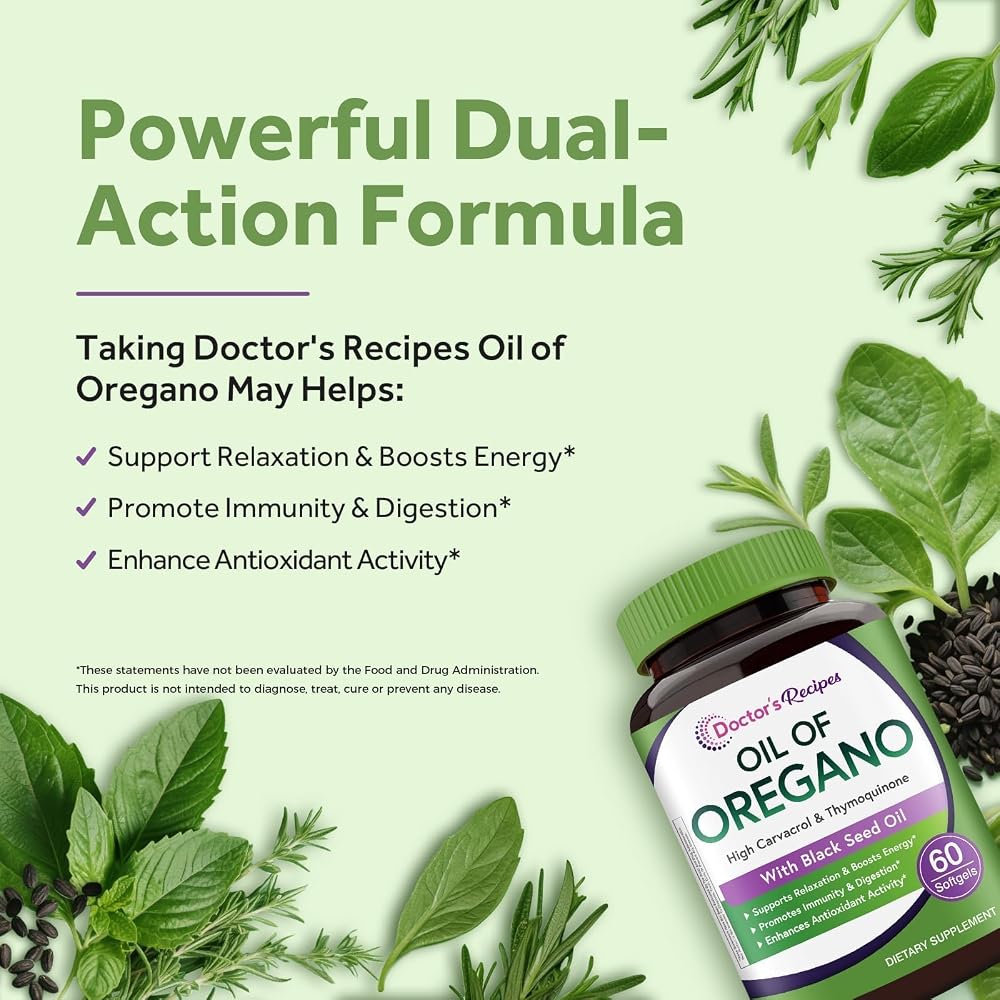 Doctor's Recipes Oil of Oregano with Black Seed Oil - 60 Softgels - image 3