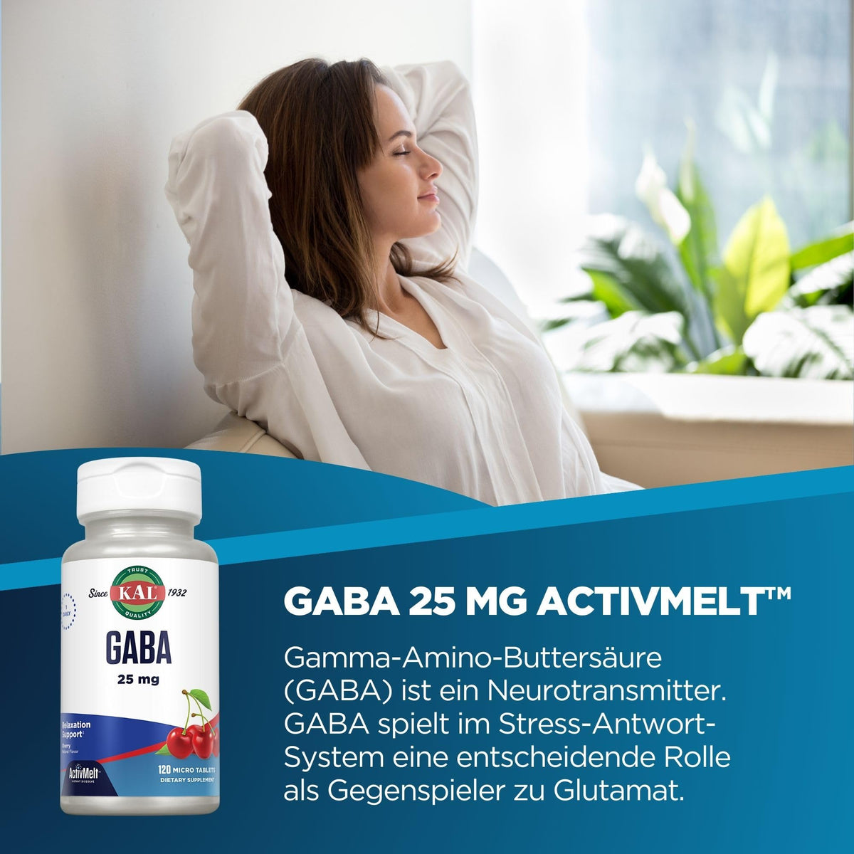 KAL GABA Supplement Relaxation Support - 120 Micro Tablets - image 2