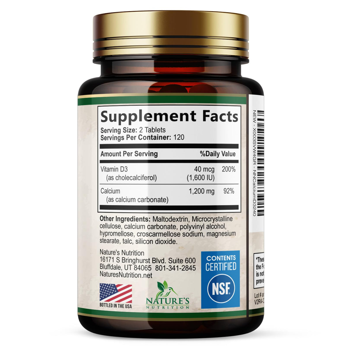 Nature's Nutrition Calcium 1200 mg with Vitamin D3 - 240 Tablets - image 9