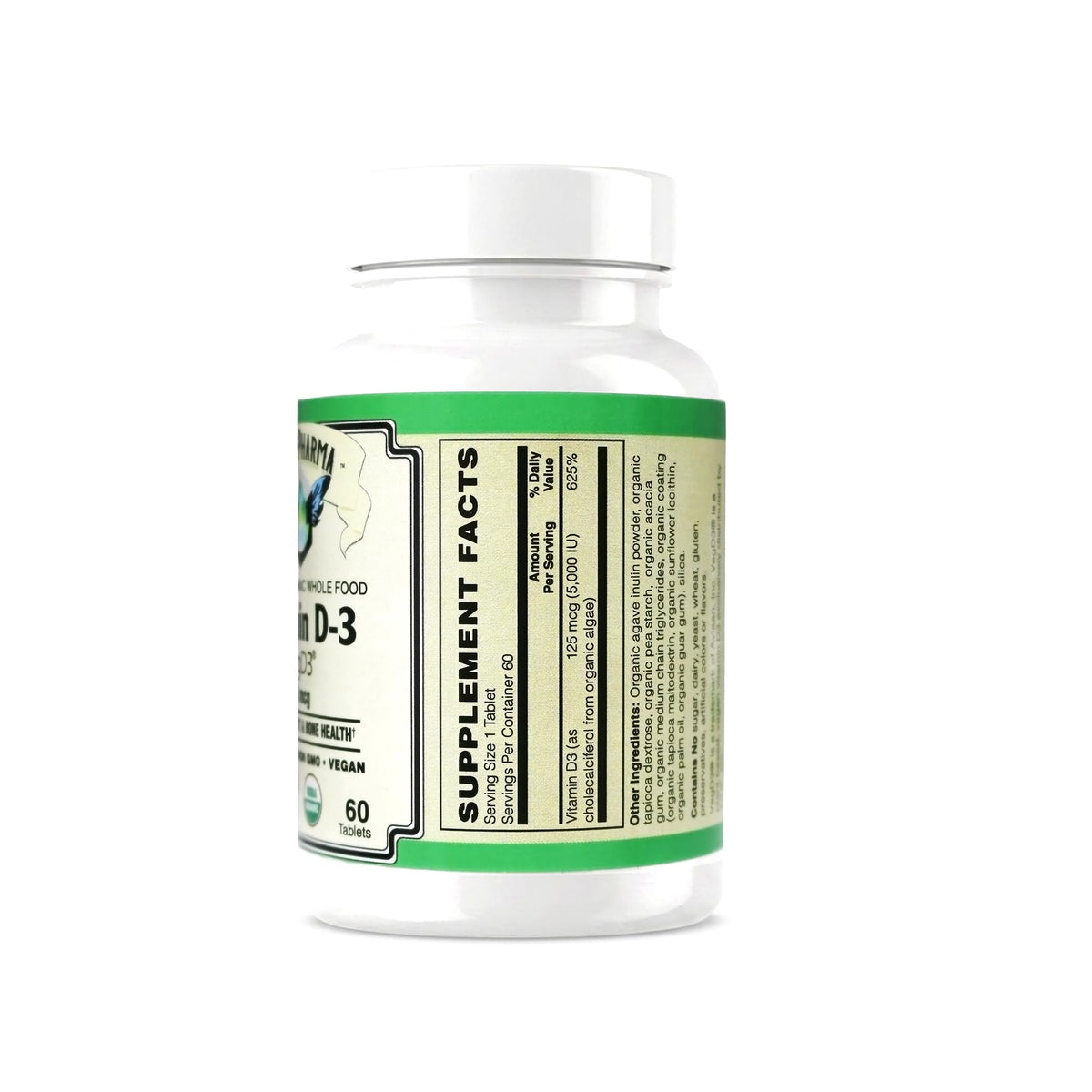 AlchePharma Vitamin D3 5000 IU Organic Algae Vegan - 60 Tablets - image 2