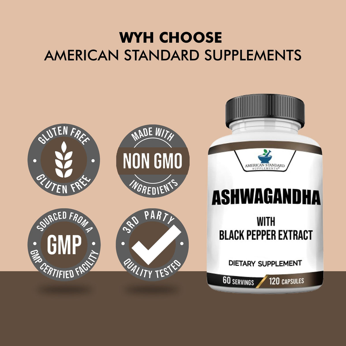 American Standard Supplements Ashwagandha 6000mg - 90 Vegetarian Capsules - image 4
