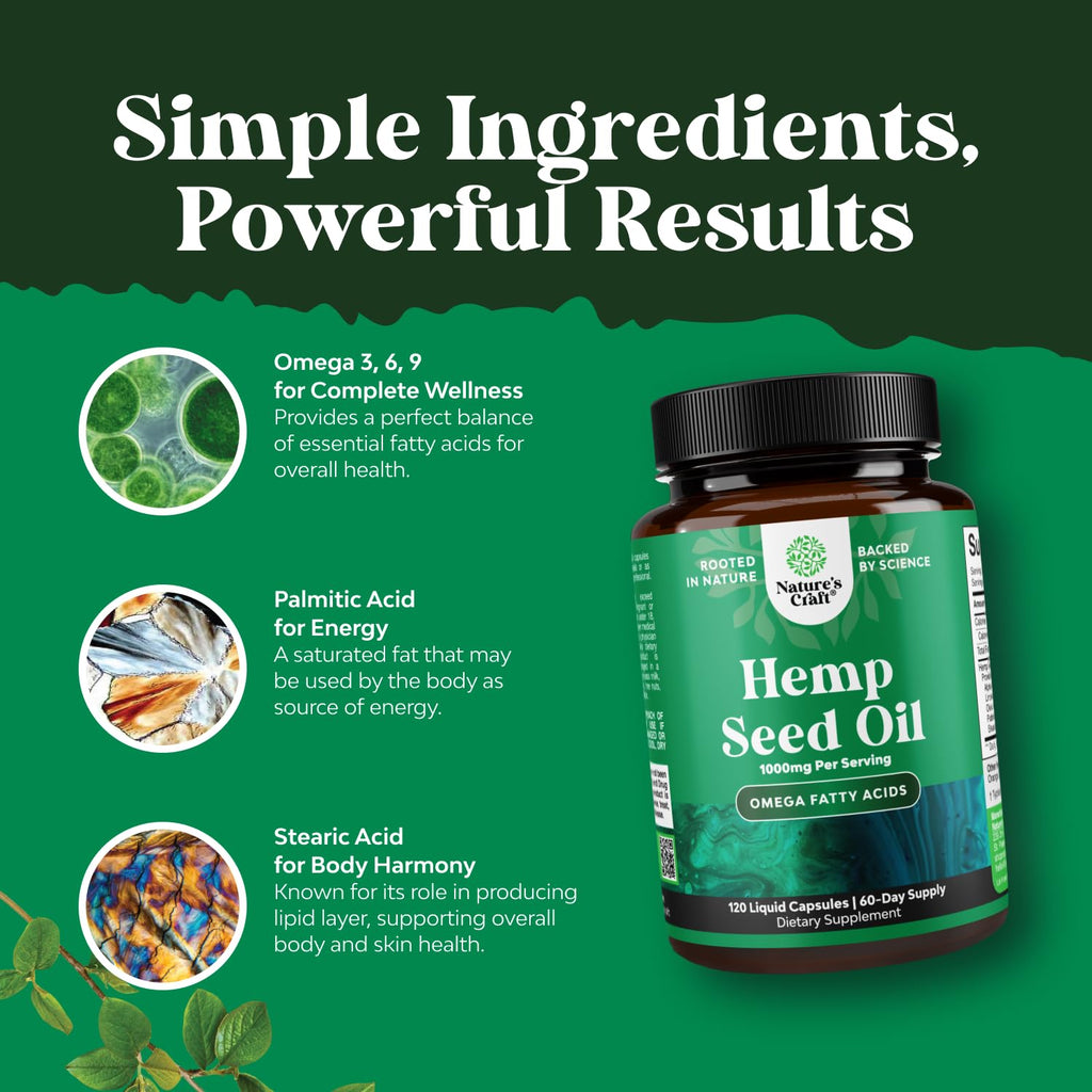 Natures Craft Hemp Seed Oil Omega 3-6-9 Capsules - 120 Count - image 3
