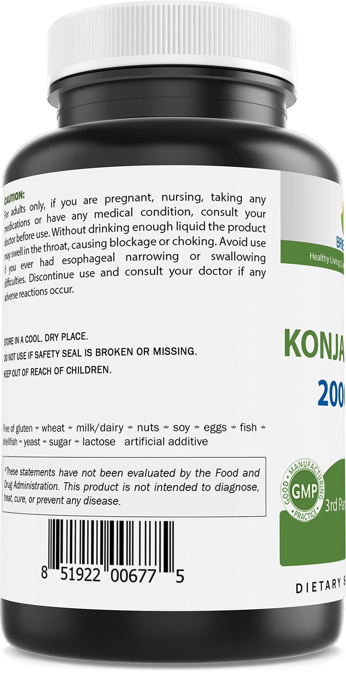 Brieofood Konjac Root Glucomannan 2000 mg - 180 Vegetarian Capsules - image 3