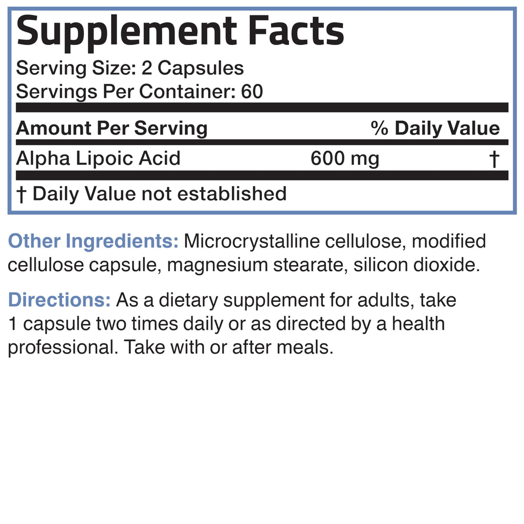 Bronson Alpha Lipoic Acid 600 MG Free Radical Scavenger Supports