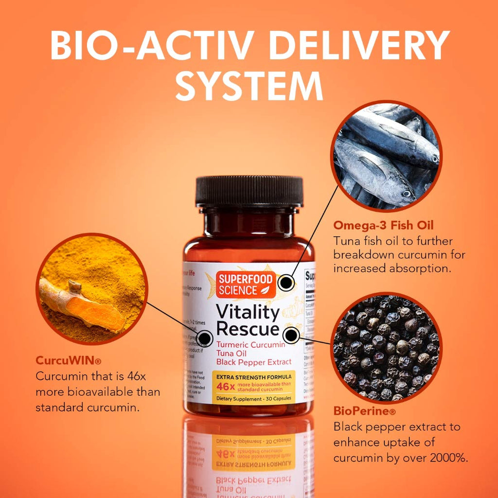 Superfood Science Vitality Rescue Omega-3 with Turmeric Curcumin - 30 Capsules - image 3
