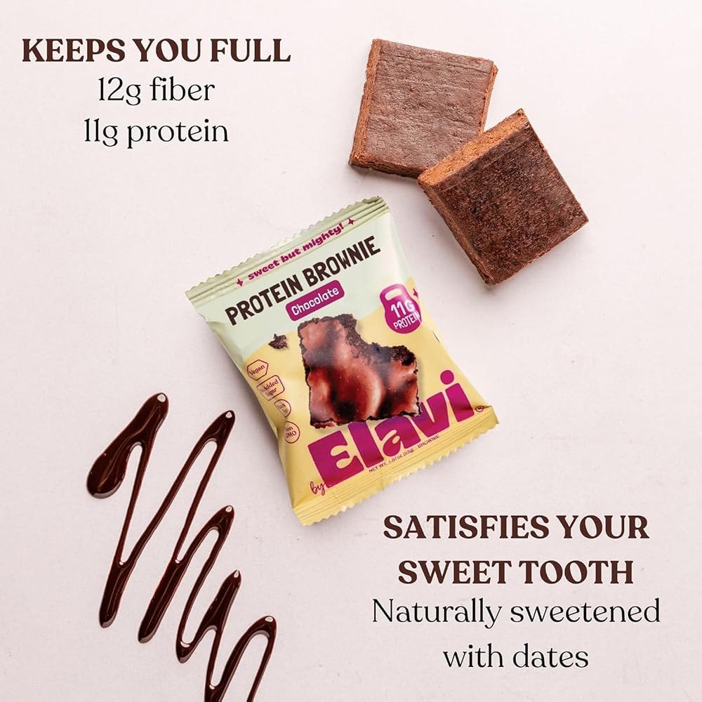 Elavi Protein Brownies - 10g Plant Protein & 10g Fiber - Vegan