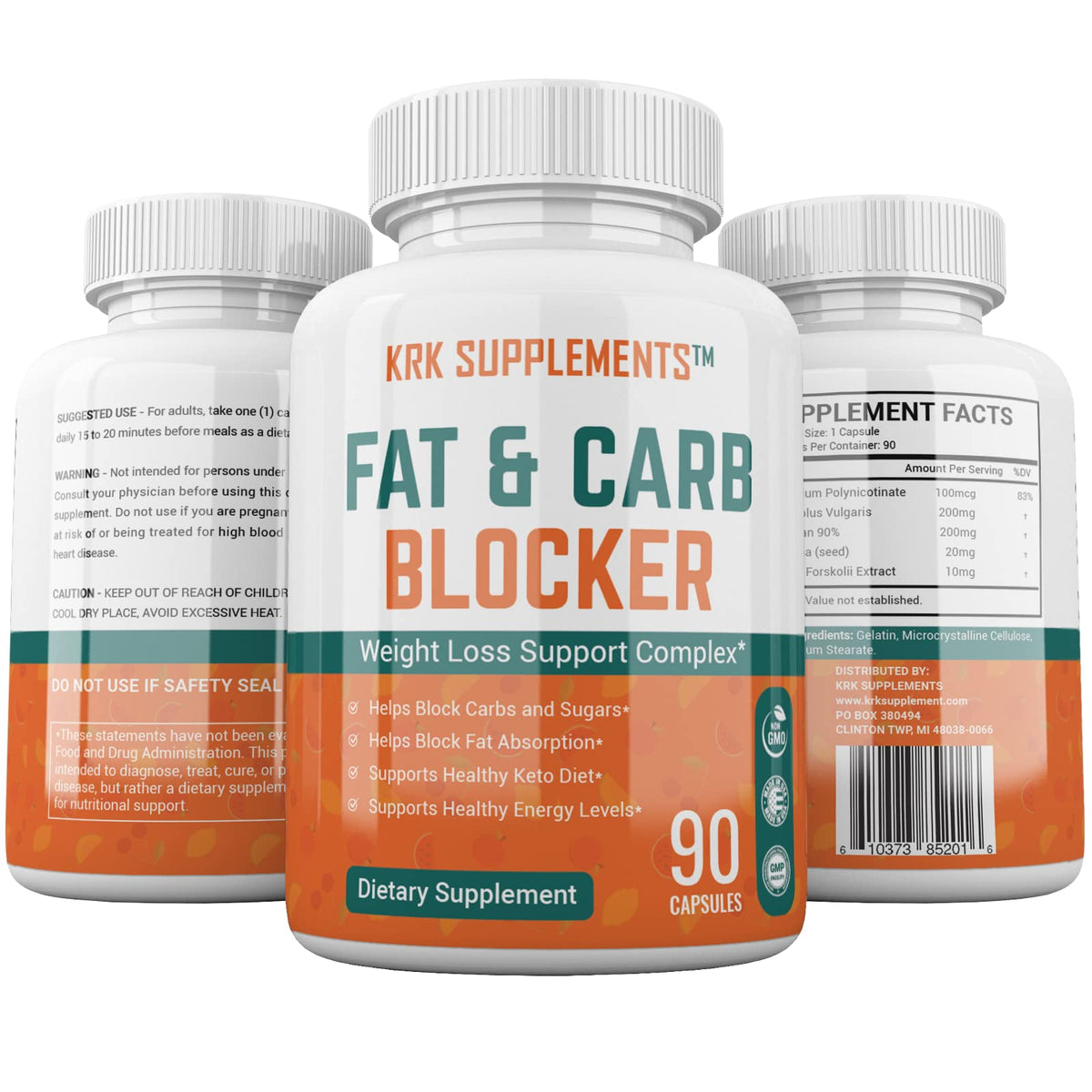 KRK SUPPLEMENTS Fat & Carb Blocker Metabolism - 270 Capsules - image 3