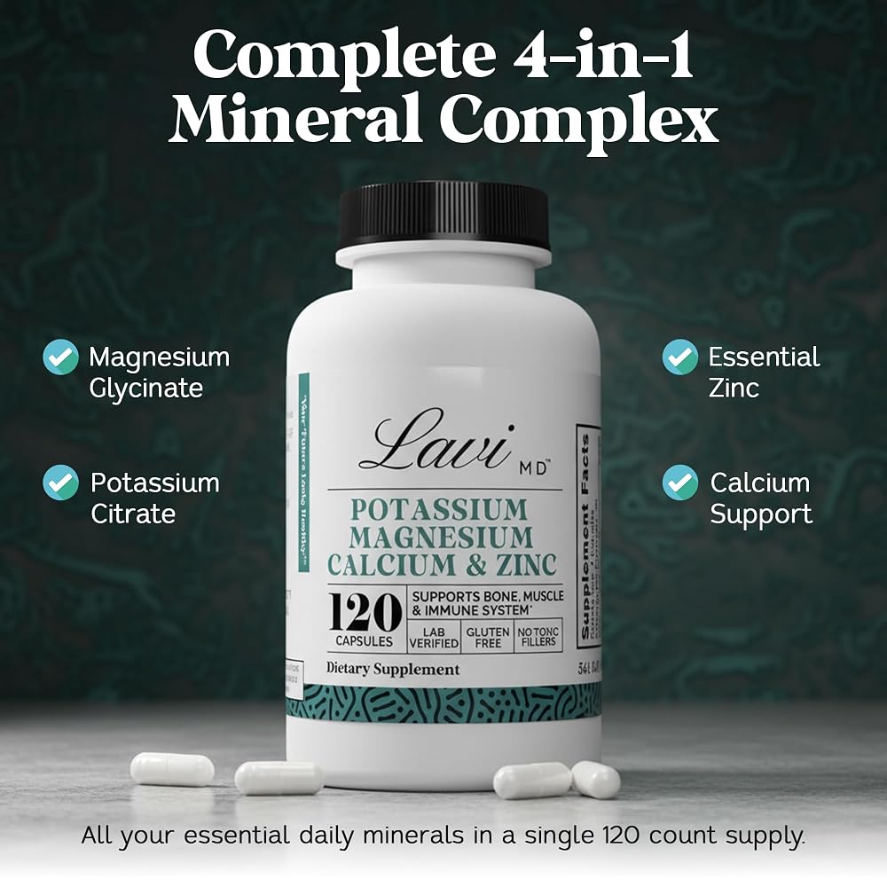 LaviMD Potassium Magnesium Zinc Calcium Supplement - 120 Capsules - image 3
