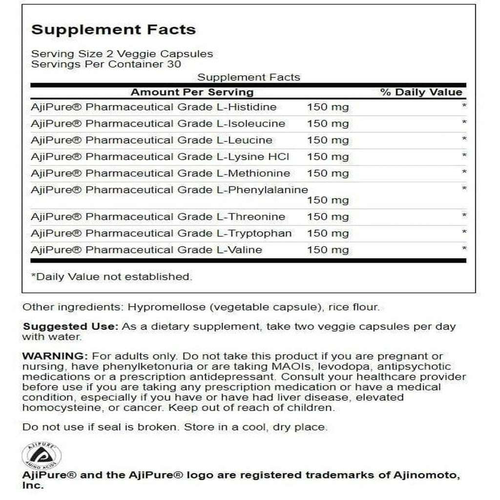 Swanson AjiPure 9 Essential Amino Acid Formula - 180 Vegetarian Capsules - image 2