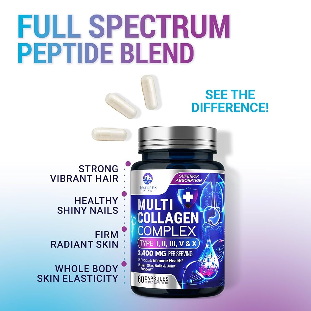 Nature's Peak Multi Collagen Peptides Supplement for Hair