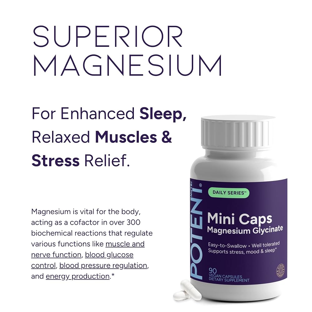 Potent Nutri Magnesium Glycinate Small Capsules - 90 Count - image 3