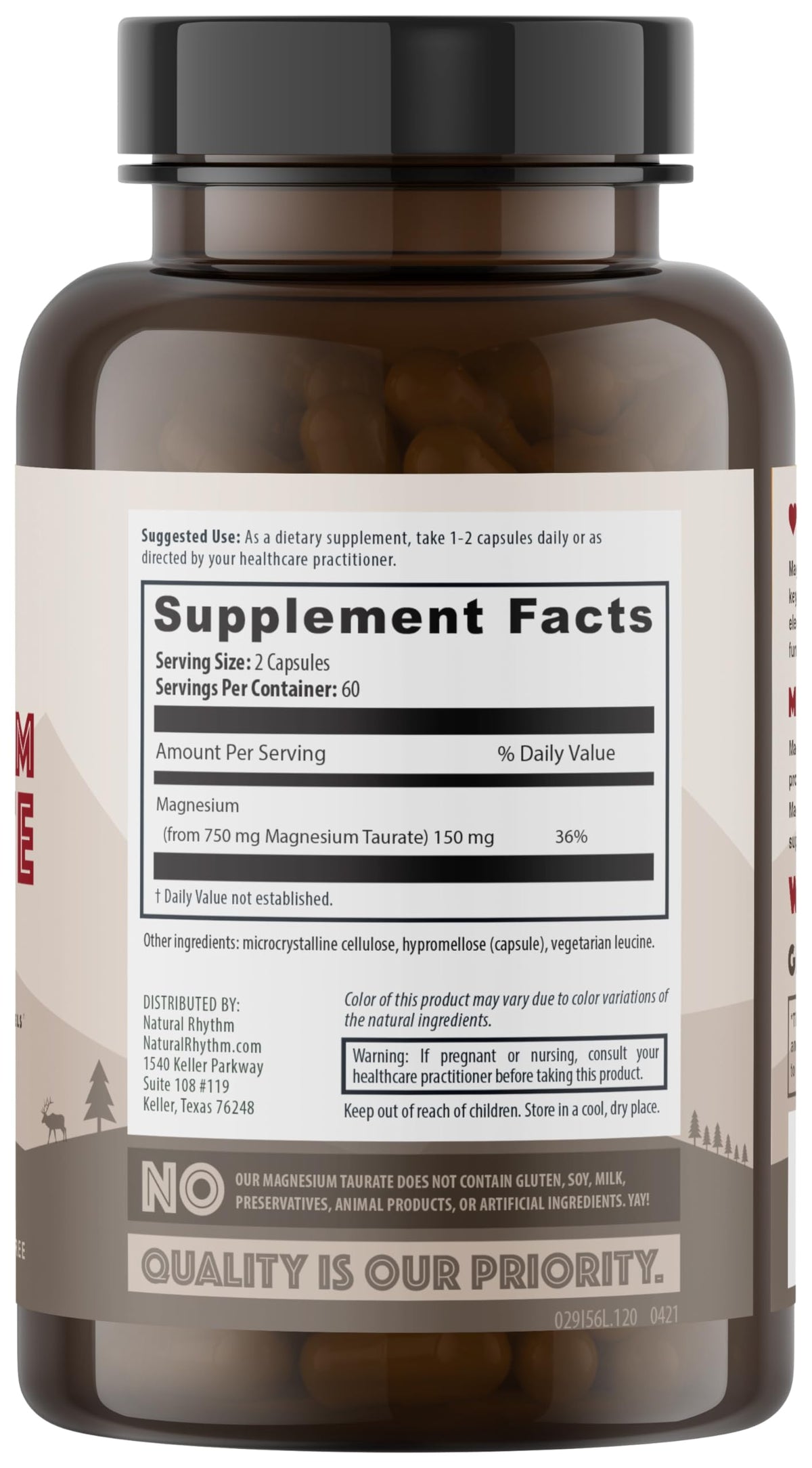 Natural Rhythm Magnesium Taurate 750mg - 240 Capsules - image 6