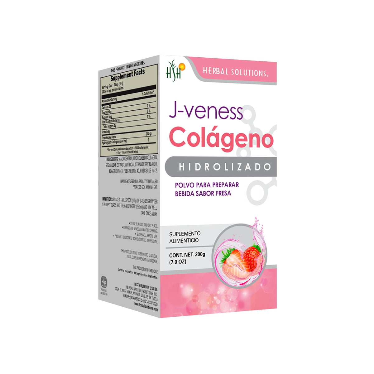 Herbal Solutions Health J-Veness Collagen Powder Strawberry - 7 oz