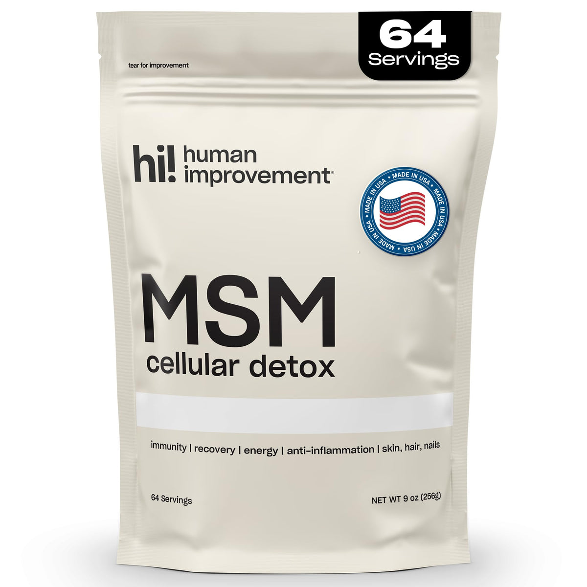 Human Improvement Pure MSM Powder Organic Sulfur - 64 Servings