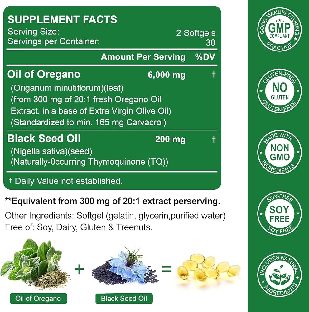 Nature's live Oil of Oregano with Black Seed Oil