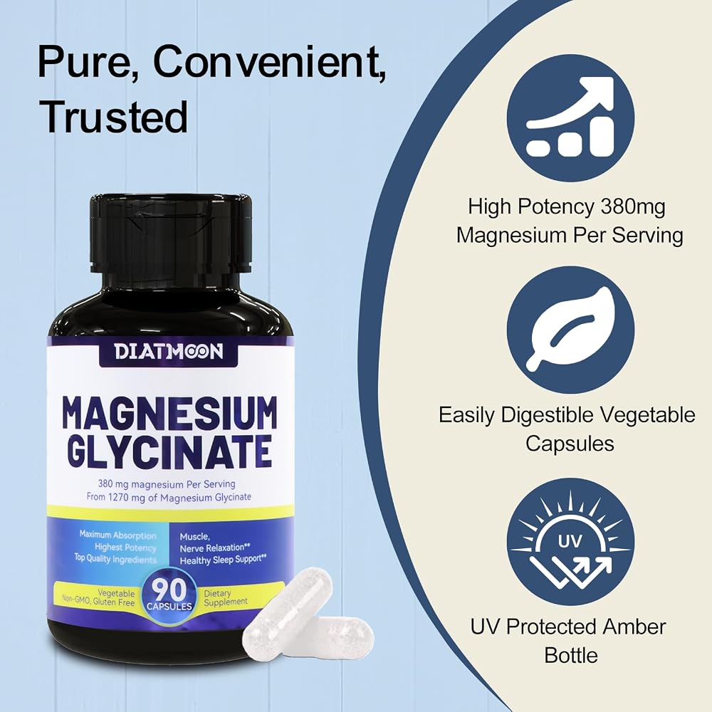DIATMOON Magnesium Glycinate 1270mg - 90 Capsules - image 3