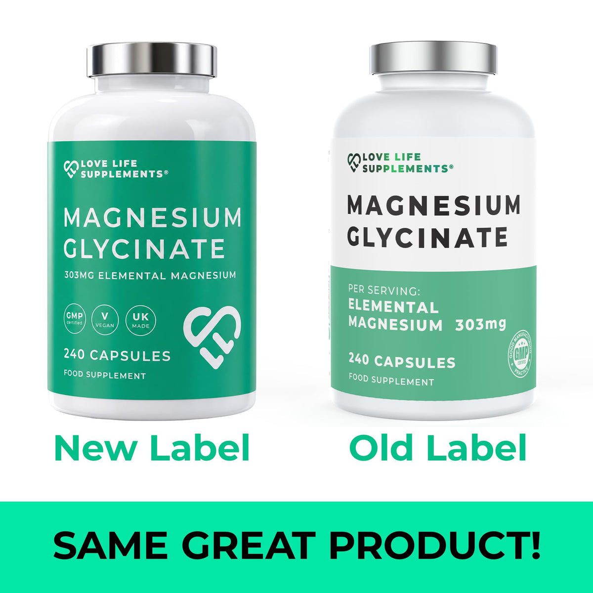 Love Life Supplements Magnesium Glycinate 303mg - 240 Capsules - image 4